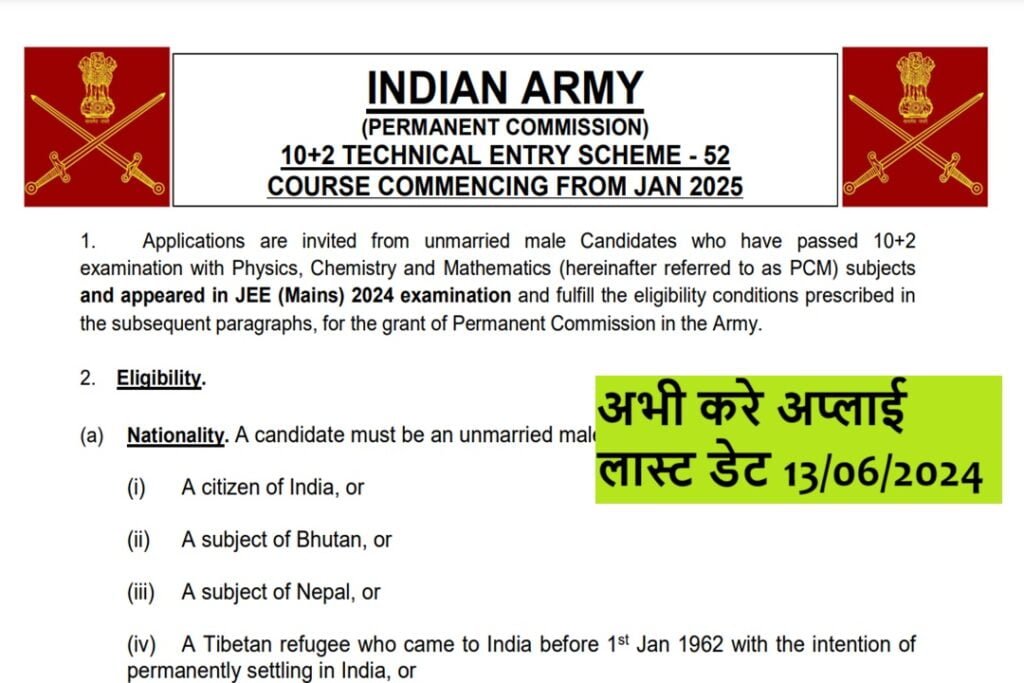 Indian Army 10+2 TES Notification 2024