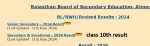 RBSE class 10th Result 2024