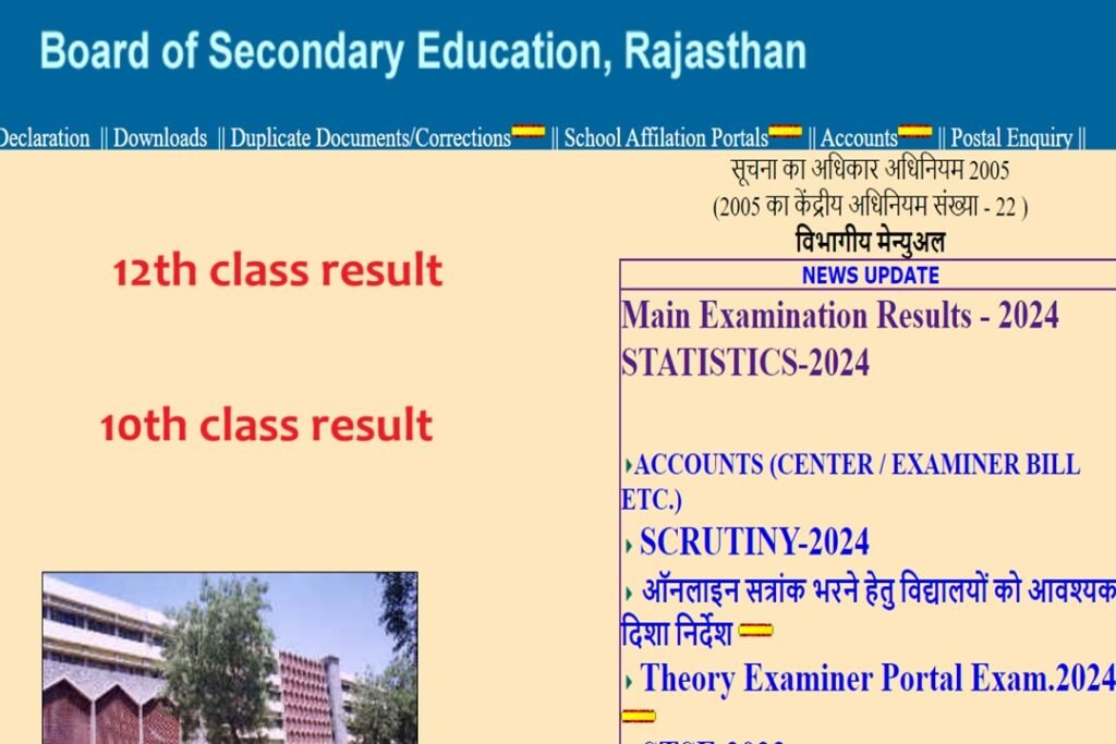 Rajasthan Board 10th Result 2024