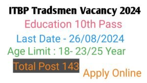 ITBP Tradsmen Vacancy 2024 Apply Online