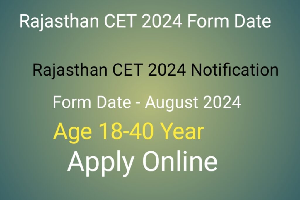 rajasthan CET Form 2024 Apply Online