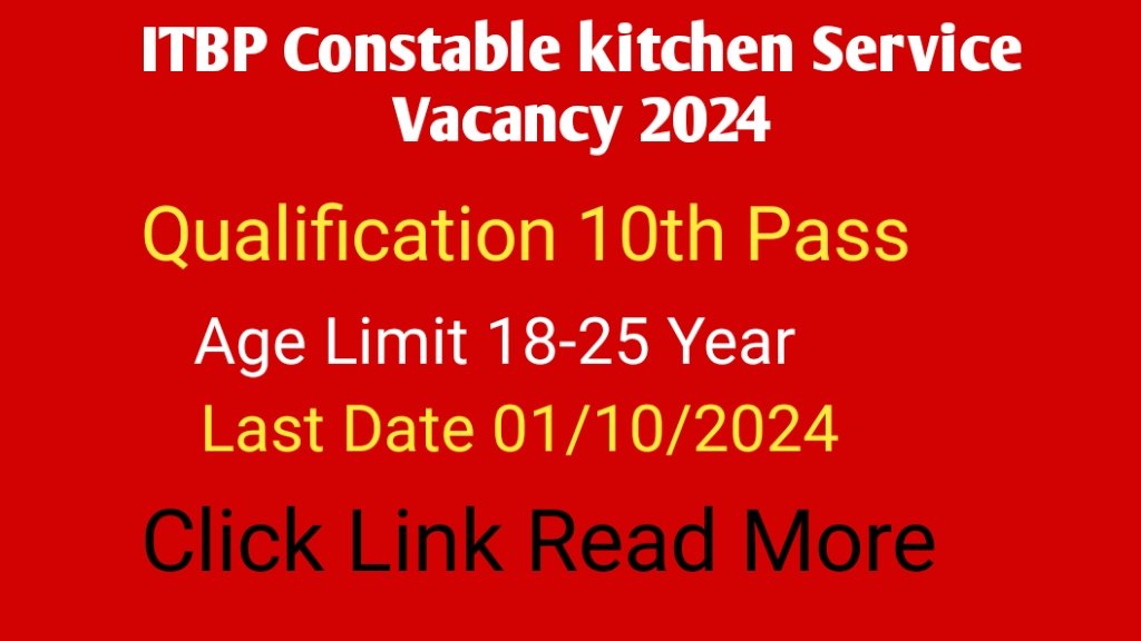 ITBP Constable kitchen Service Vacancy 2024