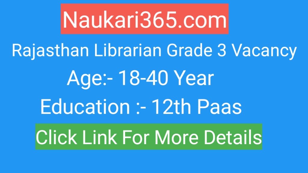 Rajasthan Library Grade 3 Vacancy 2025