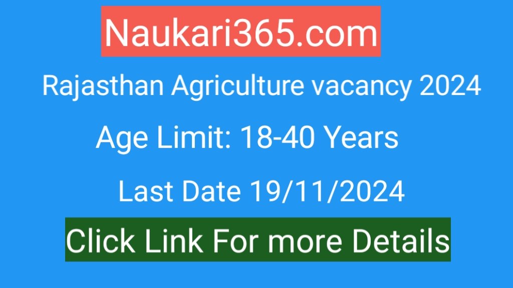 RPSC Agriculture Various Vacancy 2025