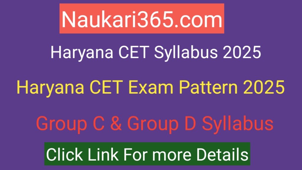 Haryana CET Syllabus 2025