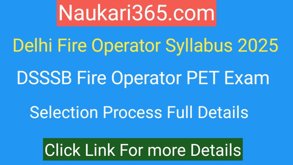 DSSSB Fire Operator Syllabus 2025