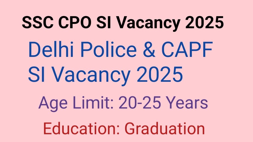 SSC CPO SI Vacancy 2025 Apply Online