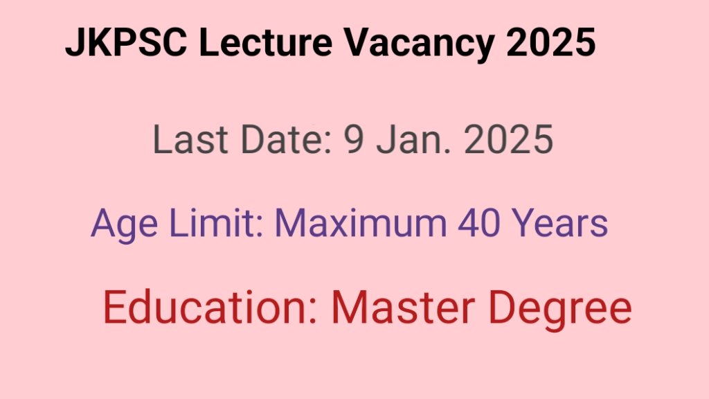 JKPSC Lecturer Vacancy 2025 Apply Online