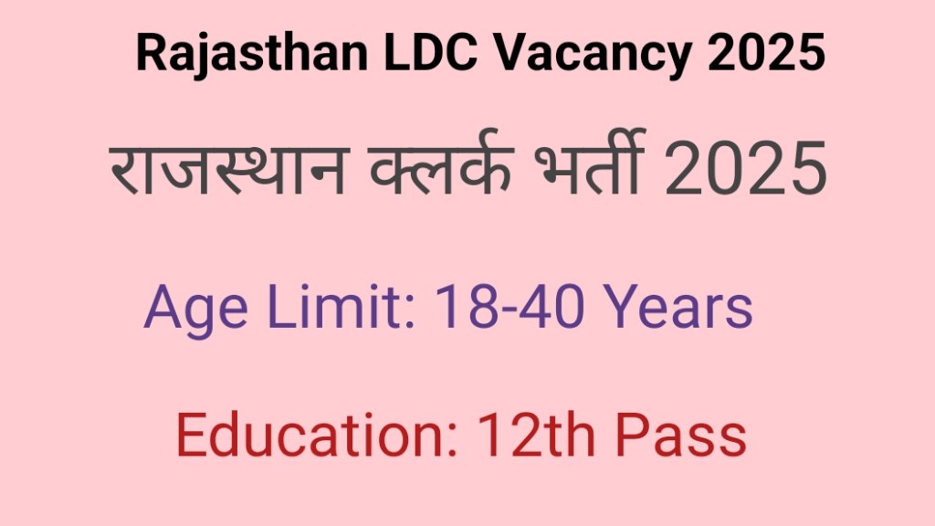 Rajasthan LDC Vacancy 2025 Apply Online