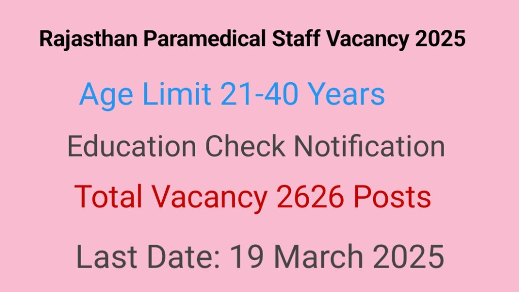 Rajasthan Paramedical Staff Vacancy 2025