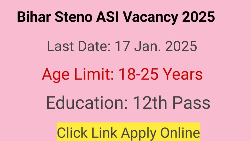 Bihar Police Steno ASI Vacancy 2025