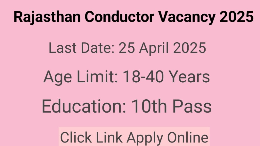 Rajasthan Conductor Vacancy 2025 Apply Online