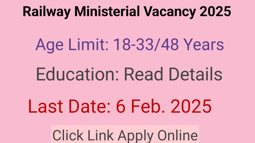 Railway Ministerial Vacancy 2025 Apply Online