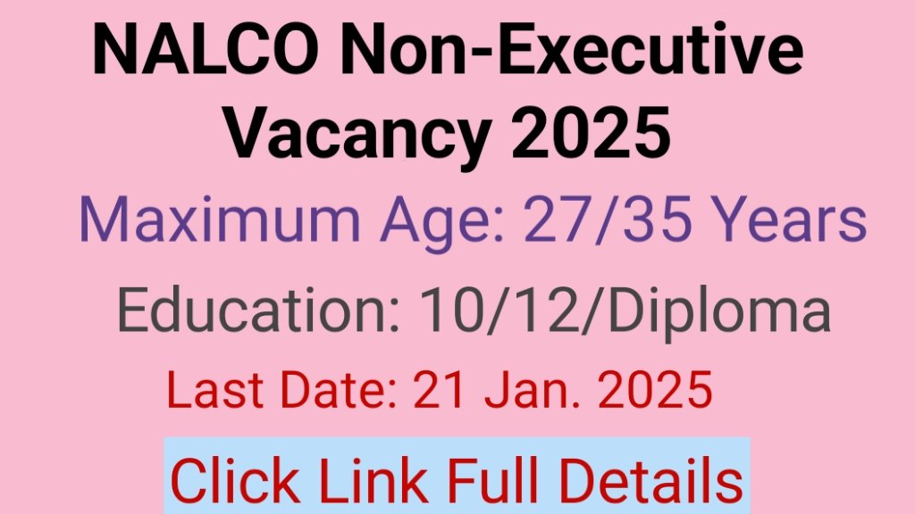 NALCO Non-Executive Vacancy 2025 Apply Online