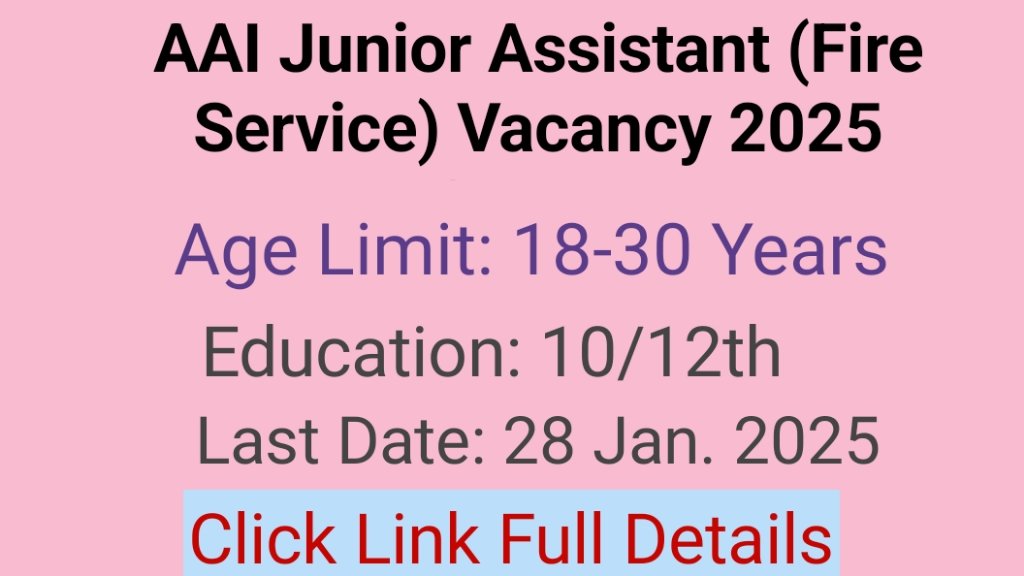 AAI Junior Assistant Vacancy 2025 Apply Online