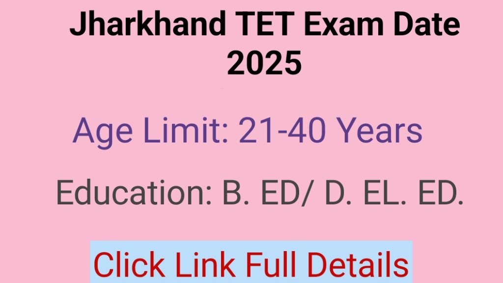 Jharkhand TET Exam Date 2025 Apply Online