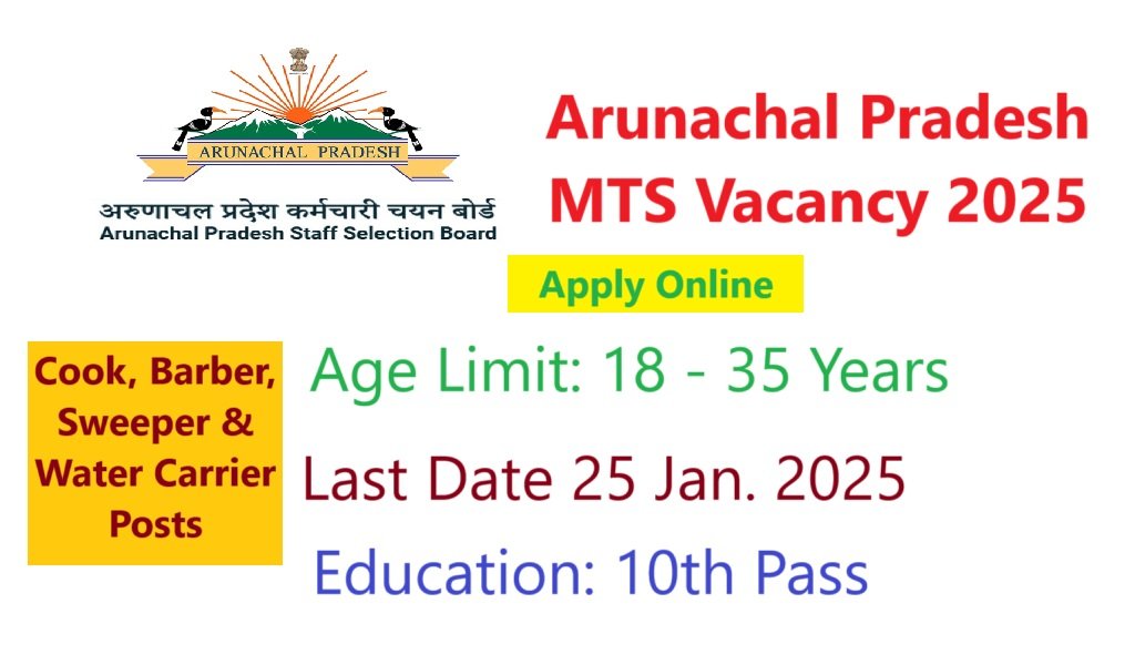 Arunachal Pradesh MTS Vacancy 2025 Apply Online