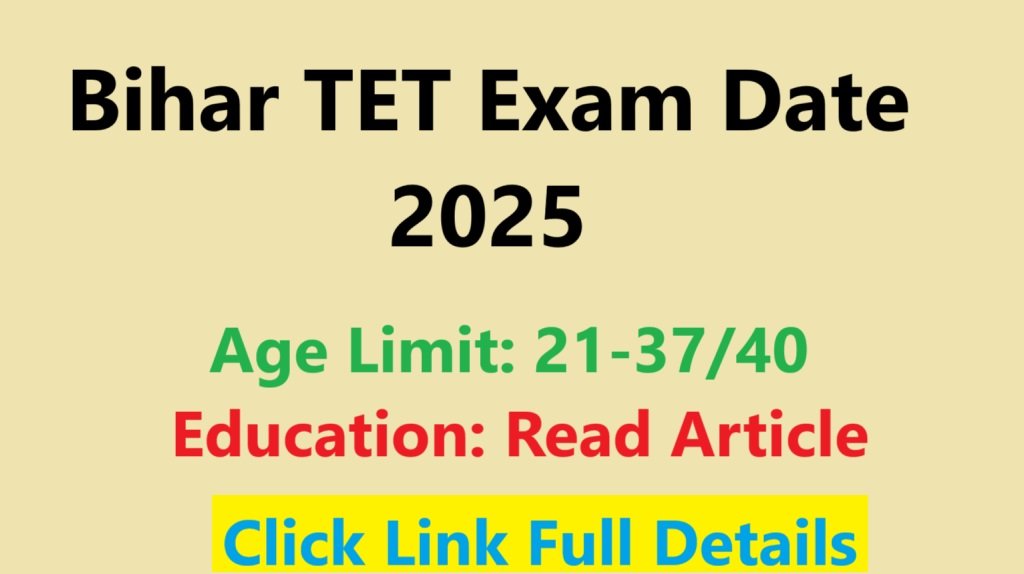 Bihar TET Exam Date 2025 Apply Online