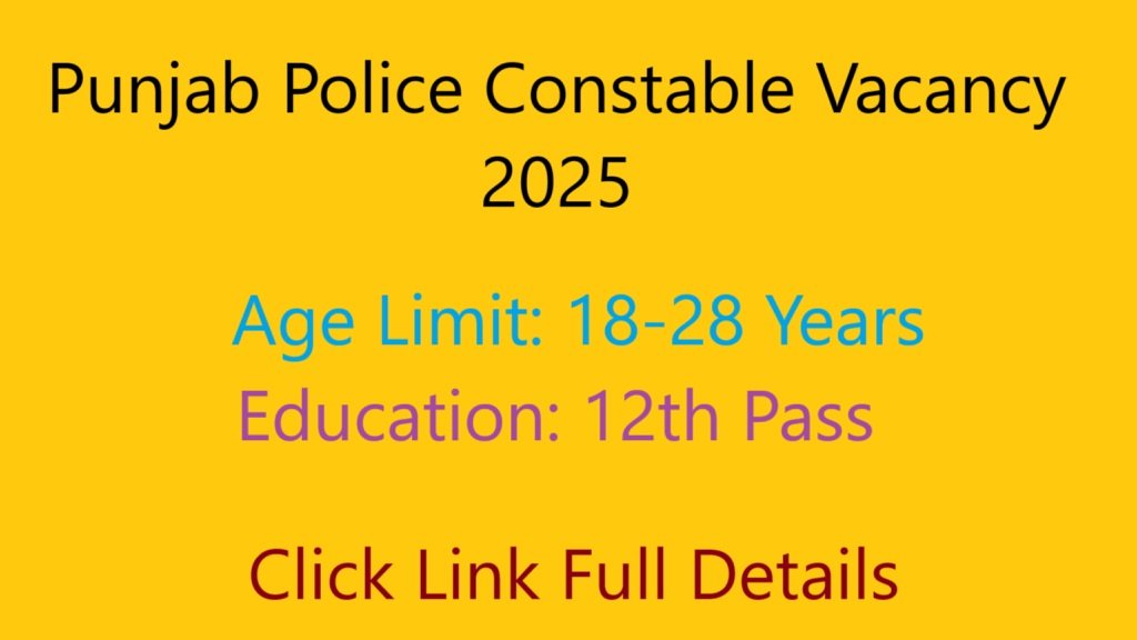 Punjab police Constable Vacancy 2025 Apply Online