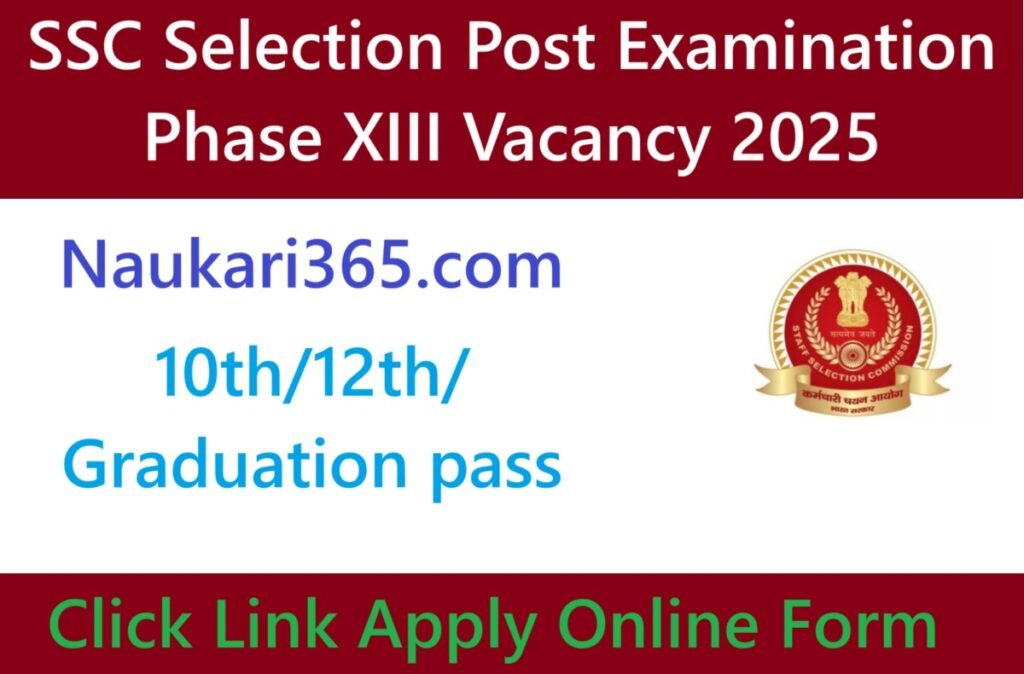 SSC Selection Post Examination Phase XIII Vacancy 2025