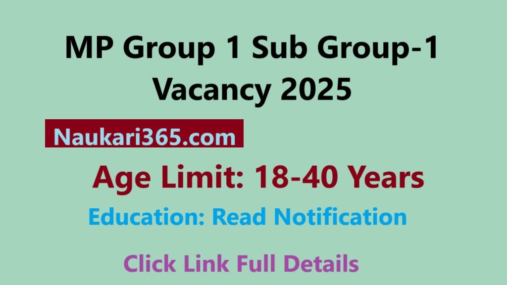 MP Group 1 Sub Group-1 Vacancy 2025 Notification