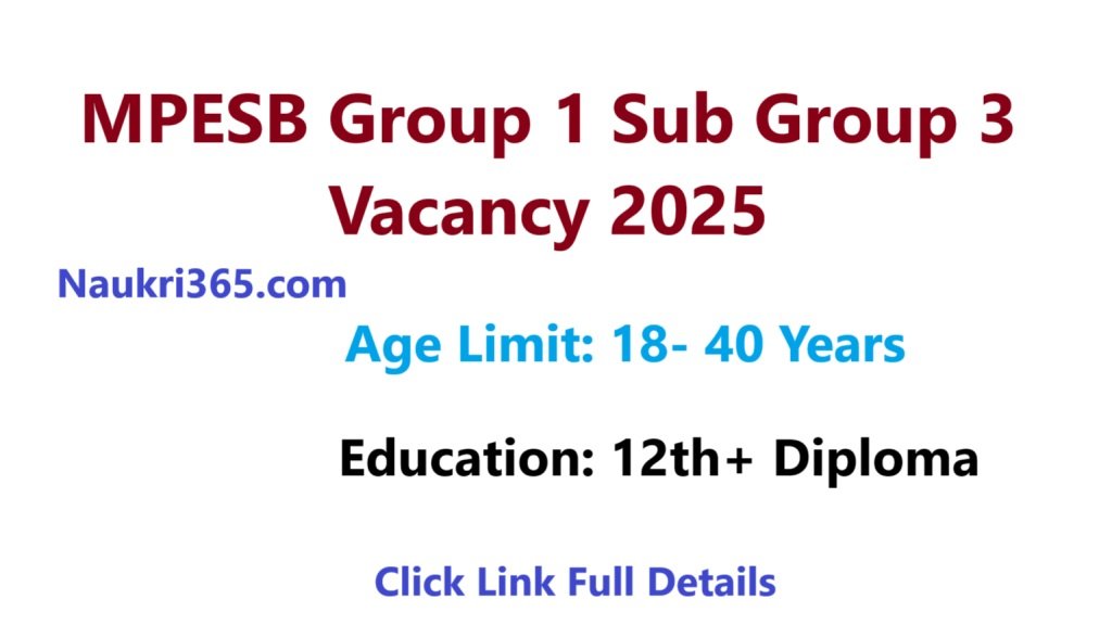 MP Group 1 Sub Group 3 Vacancy 2025 Apply Online