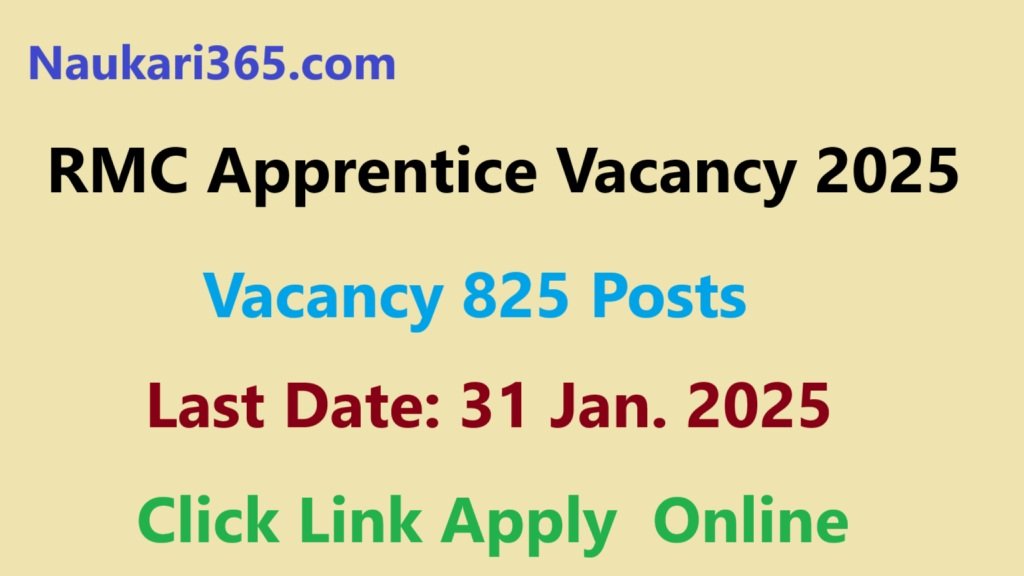 RMC Apprentice Vacancy 2025 Apply Online