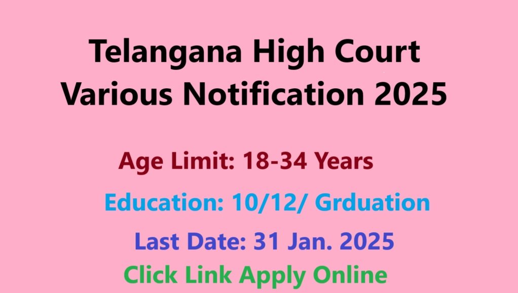 Telangana Court Various Vacancy 2025 Apply Online