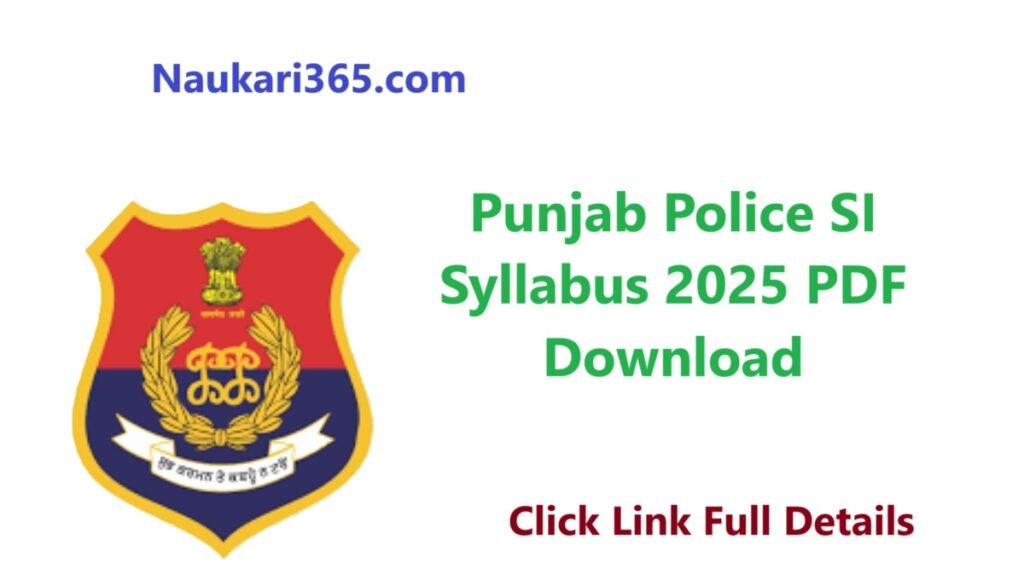 Punjab Police SI Syllabus 2025 PDF Download