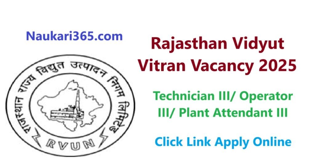 Rajasthan Vidyut Vitran Vacancy 2025 Apply Online