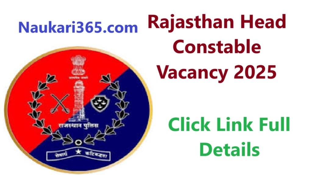 Rajasthan Head Constable Vacancy 2025 Notification