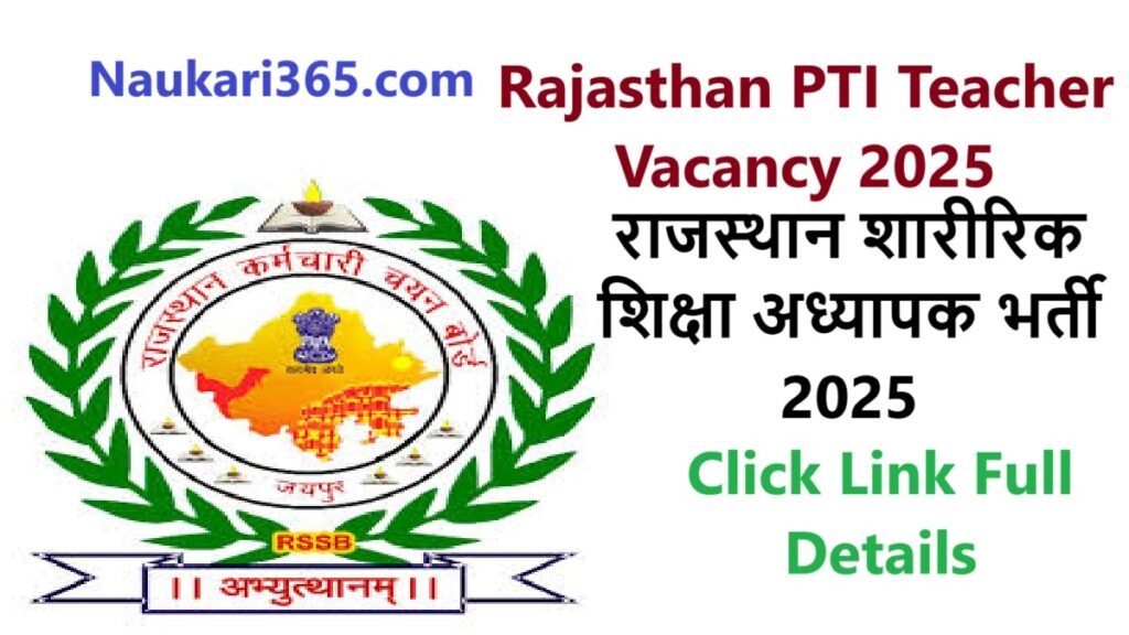 Rajasthan PTI Teacher Vacancy 2025 Notification