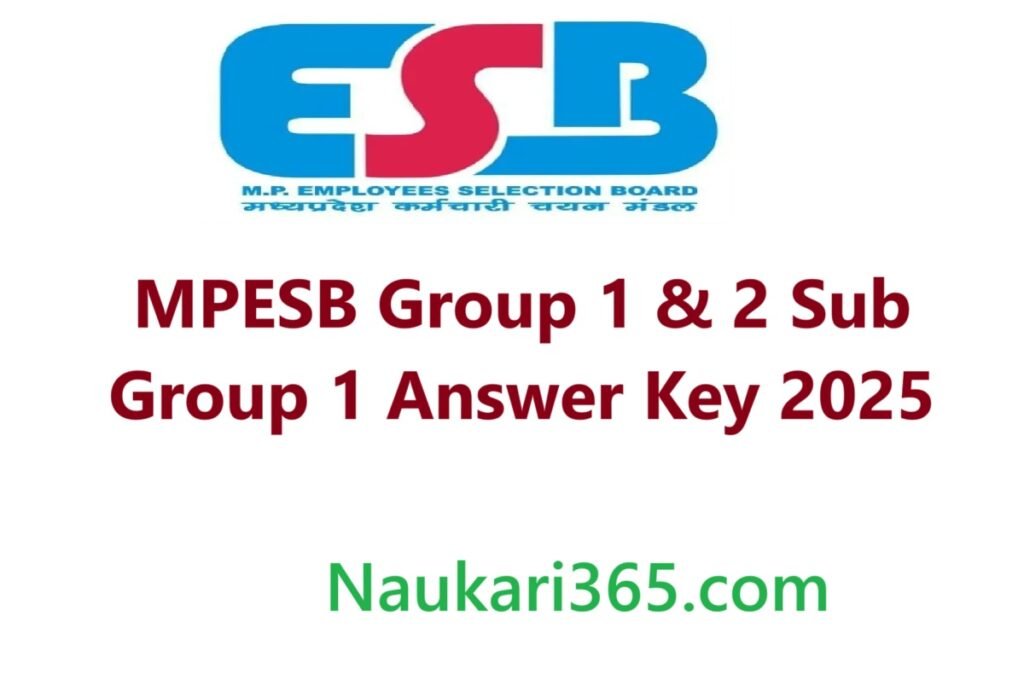 MPESB Group 1 & 2 Sub Group 1 Answer Key 2025