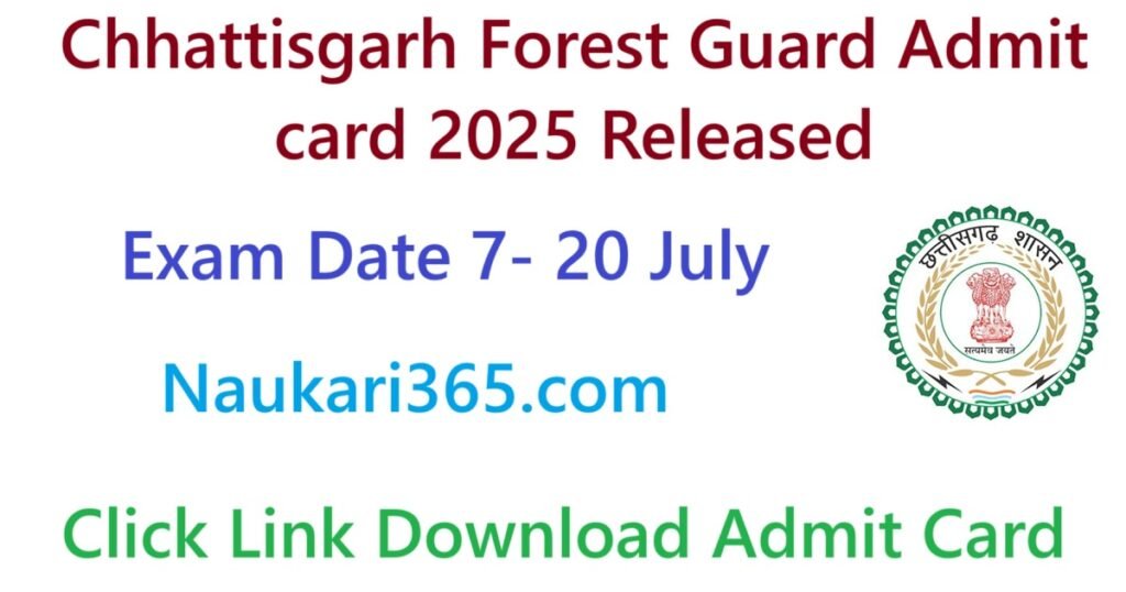 Chhattisgarh Forest Guard Admit card 2025 Released