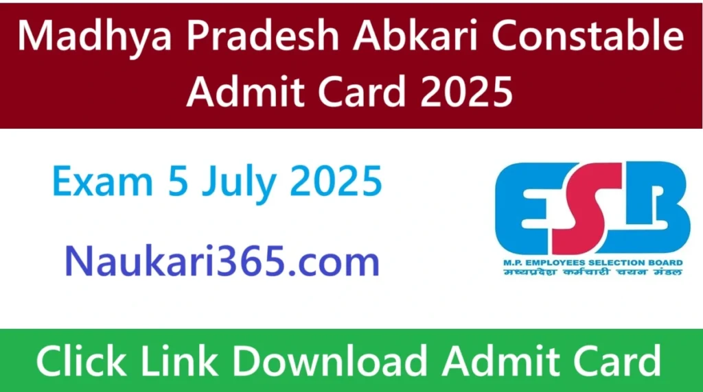 Madhya Pradesh Abkari Constable Admit Card 2025