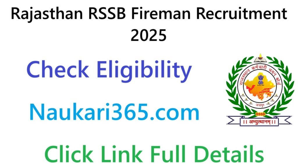 Rajasthan RSSB Fireman Recruitment 2025