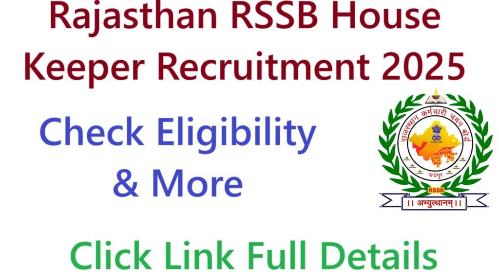 Rajasthan RSSB House Keeper Recruitment 2025