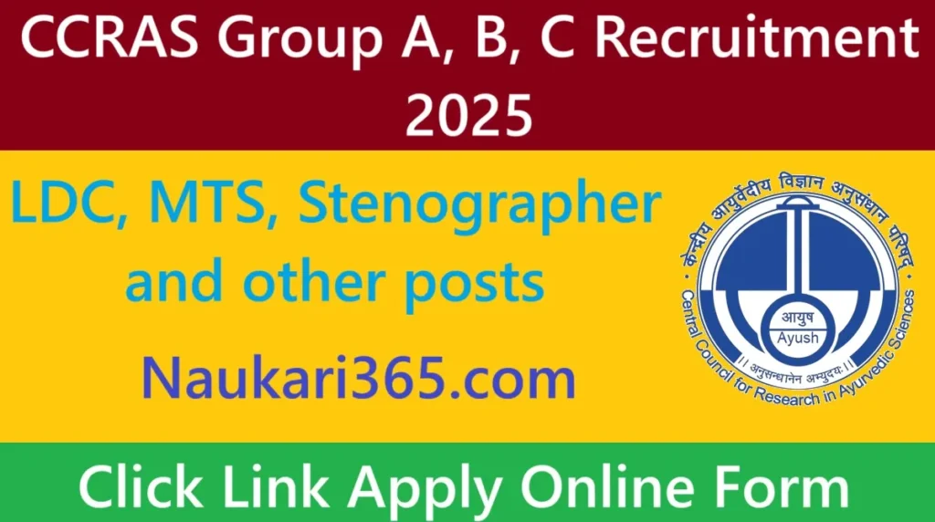 CCRAS Group A, B, C Recruitment 2025