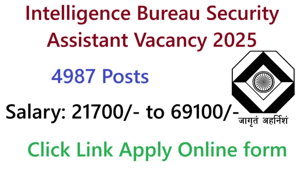 Intelligence Bureau Security Assistant Vacancy 2025