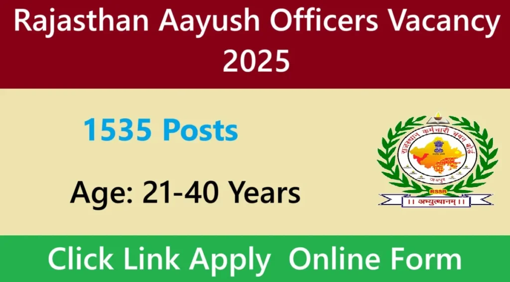 Rajasthan Aayush Officers Vacancy 2025
